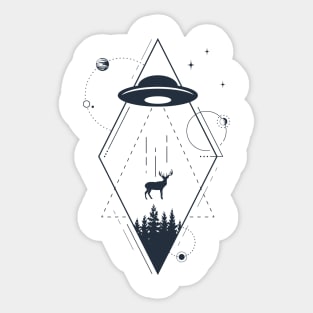 UFO. Double Exposure. Geometric Style Sticker